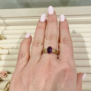 14k gold mesh ring with Amethyst